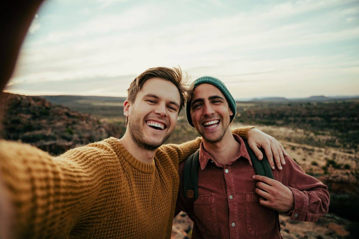 two male friends hiking lansdowne dentistry by design