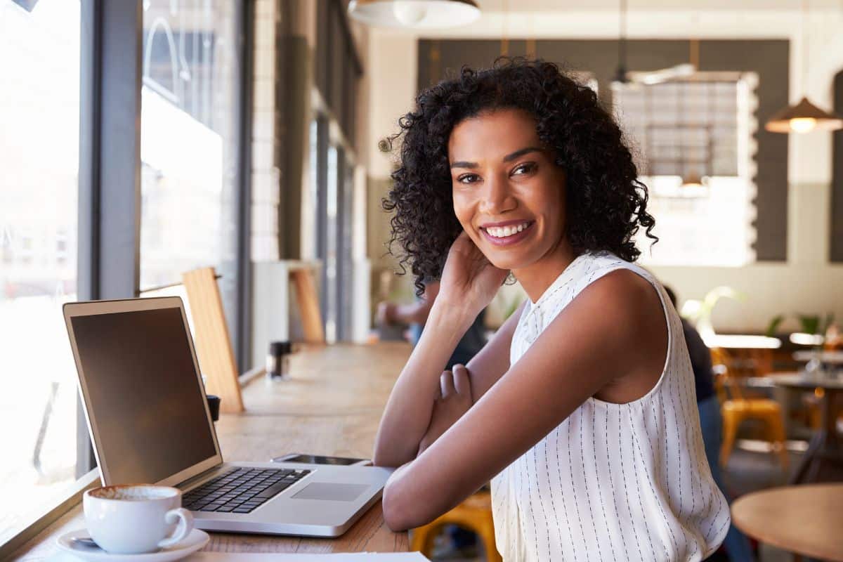 Woman at laptop lansdowne dentistry by design