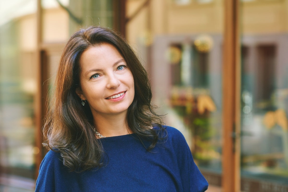 woman smiling outside