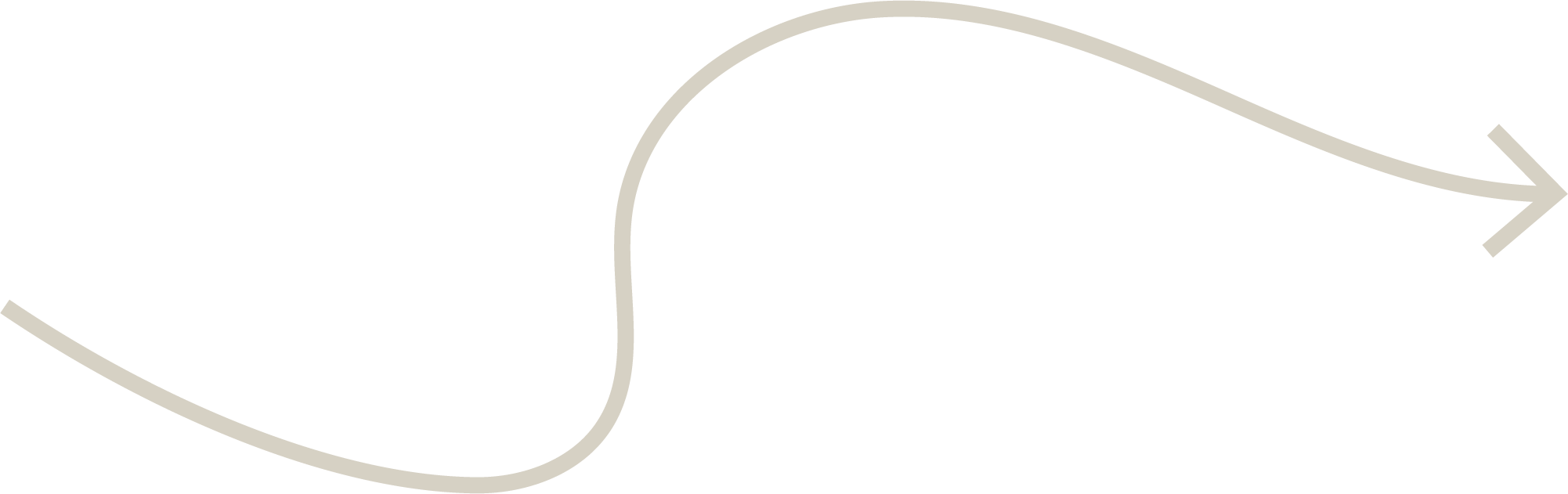 Curved beige arrow graphic pointing right on a white background